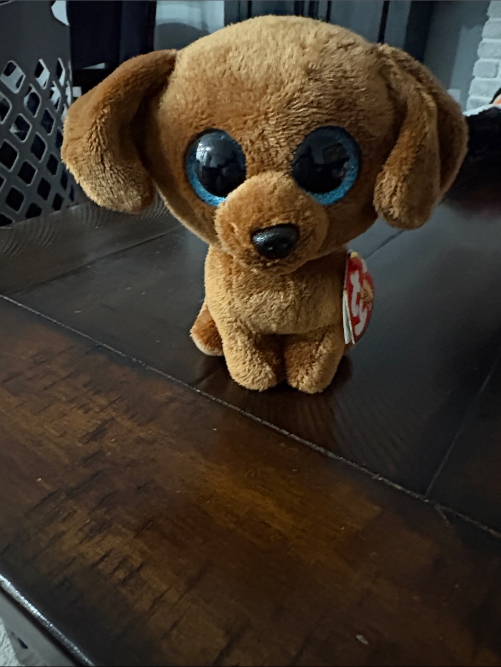 Ty Brown Plush Puppy with Blue Eyes Beanie Toy